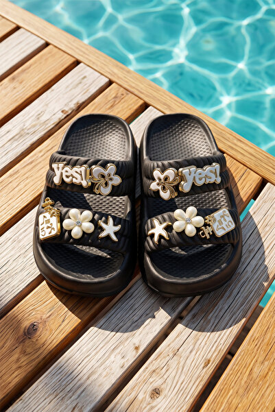 REMSA Children's Stone Detailed Slippers 333-433 Black01