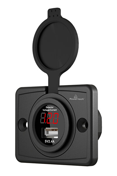 POWERTECH πρίζα USB για σκάφη & οχήματα PTL-006 με οθόνη, 12W, IP65