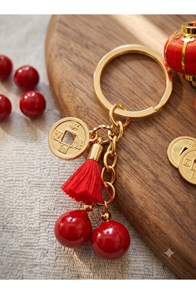 PİRAMİGO Original Design Glass Cherry Keychain Abundance Blessings Themed Fen...