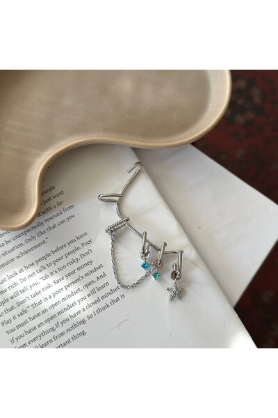 Alice İsstanbul Silver Blue Stone Charm Earcuff Earring