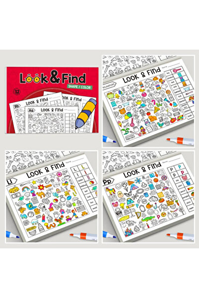 choice2 Red-32 Pages Look and Find Shape/Color Workbook Kids Drawing Notebook...