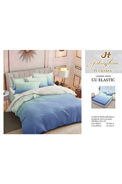 naniland.ro Lenjerie de Pat Bumbac Satinat 2 Persoane 6 Piese cu Elastic 180x...