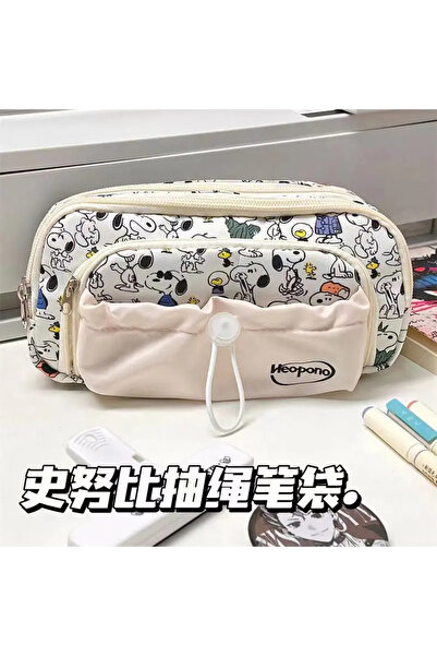 Choice حقيبة أقلام MINISO Snoopy Snoopy Kawaii ذات سعة كبيرة، حقيبة أدوات مكت...