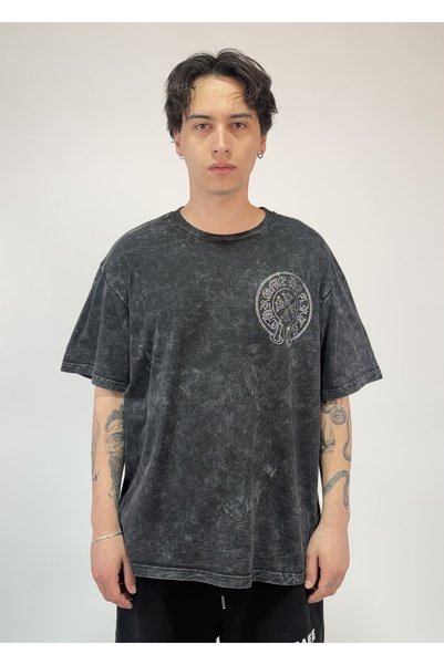 zaee Vintage Washed Taşlı Oversize T-shirt