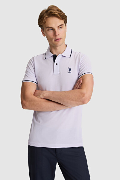 U.S. Polo Assn. Erkek Lila Slim Fit Polo Yaka Basic Tişört 50326975-VR034
