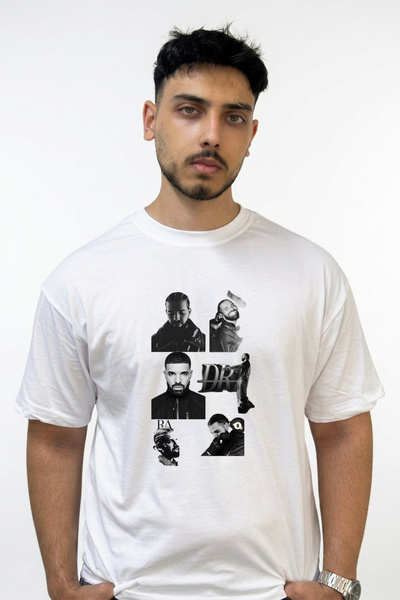 Anetos Drake_46 Design Printed Oversize White T-Shirt