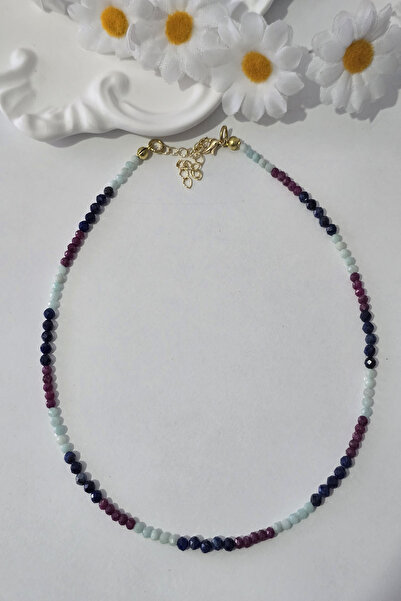 c-bhadu naturel SERTİFİKALI AMAZONİT, YAKUT, LAPİS LAZULİ DOĞALTAŞ KOLYE