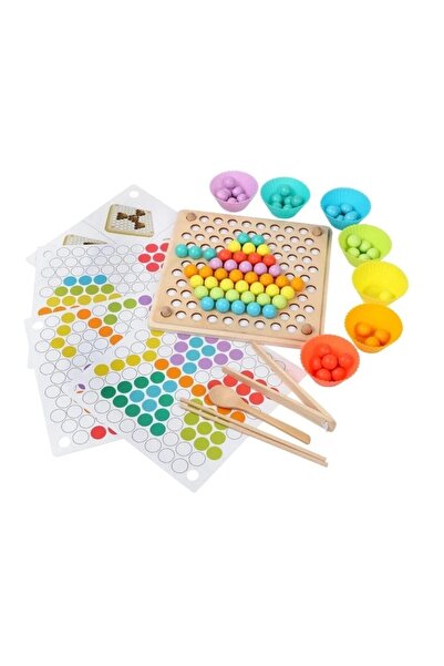 CasaDesteapta.ro Joc Educativ Montessori din Lemn – Mozaic cu Bile Colorate, ...