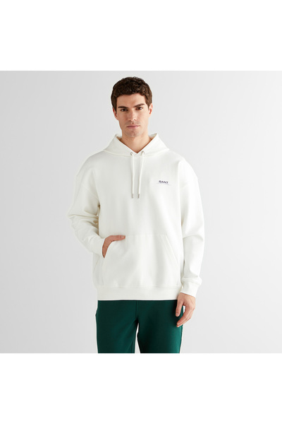 Gant Erkek Beyaz Regular Fit Kapüşonlu Sweatshirt