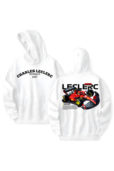 STİL-X Charles Leclerc Printed Cotton Long Sleeve Hooded Sweatshirt with 3 Th...