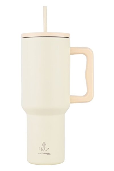 estia Θερμός Ποτήρι με Καλαμάκι Xt 1200ml Λευκό Λίλι (01-32197)