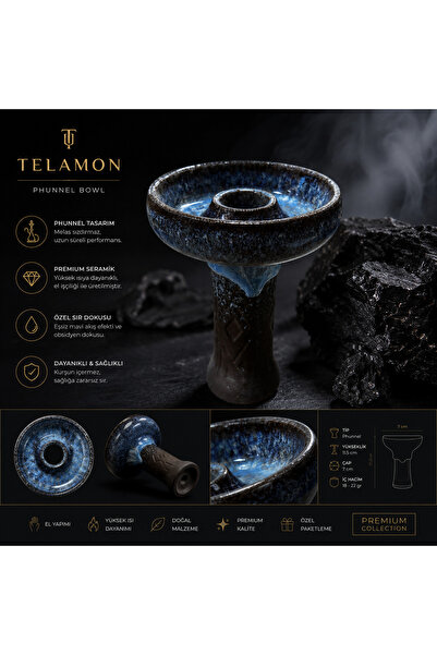 telamon El Yapımı Seramik Phunnel Lüle - Premium Nargile Lülesi - Isıya Dayanıklı Obsidyen