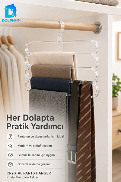 DolphFin Crystal Pants Hanger Transparent Plastic Closet Organizer Pants Skir...