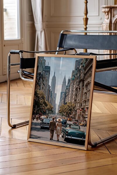 Postifull New York City Landscape Poster, Wooden Framed Poster, Old Money Ser...