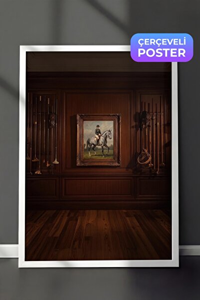 Postifull Horse and Rider Poster, White Framed Poster, Old Money Series, No:1...