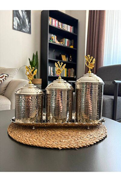 Layla Copper Bakır Kapaklı Çerezlik Kapaklı Kahvaltılık Kapaklı Baharatlık Ka...
