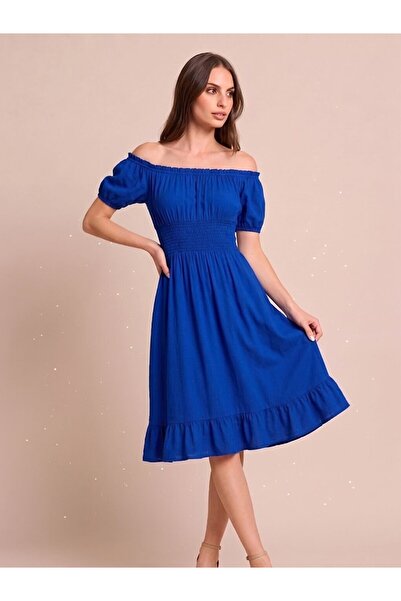 Flubutik Women's Watermelon Sleeve Short Dress Sade Sax
