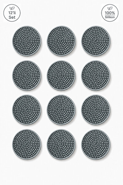 Siliconly 12 Pieces of Silicone Coasters, Coasters, 100% Silicone Coasters Gray