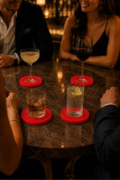 Siliconly 8 Pieces of Silicone Coasters – Coasters – 100% Silicone Coasters Red