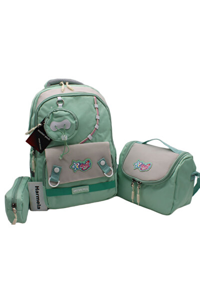 Harmela 519 Water Green Primary School Bag Luxury Water Resistant 3-Piece Set...