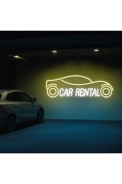 NEON TABELACIM CAR RENTAL Yazılı ve Şekilli Neon Tabela