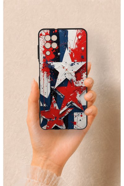 Vip Case Samsung A12 Compatible Star Flag Patterned Silicone Case