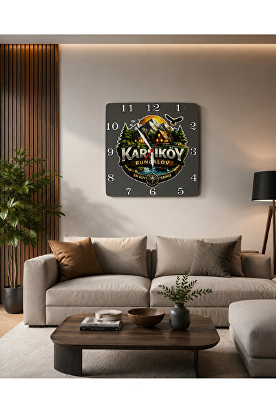 Sevilla Dekoratif Ahşap MDF Duvar Saati 28 x 28 cm – Modern Salon Ofis Bungal...