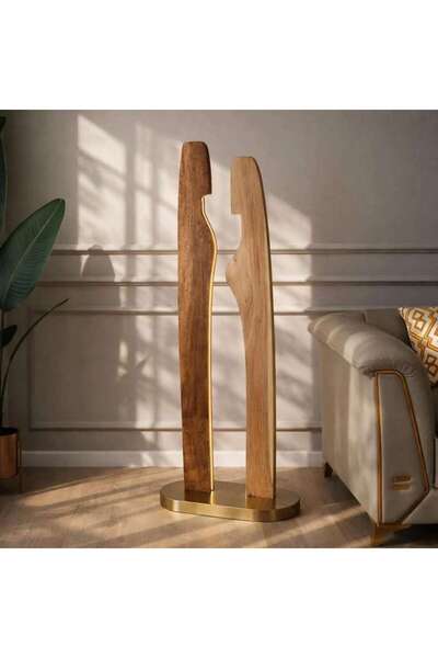 PAN HOME مصباح أرضي خشبي مدمج بإضاءة LED من جينتري - لون طبيعي