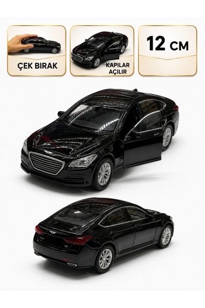 SCOWETTO 1:36 ÖLçek Hundai genesıs G80 Metal Model Araba Siyah