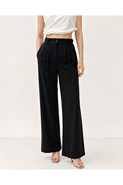 uzhanem Adriana Woven Fabric Palazzo Pants with Elasticated Back Waistband
