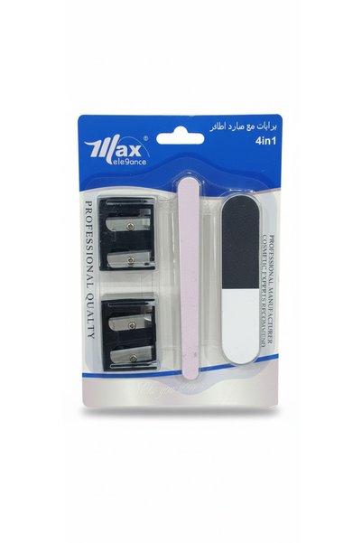 max elegance 4 in 1 Nail Care Kit Filing and Polishing with Makeup Pencil Sha...