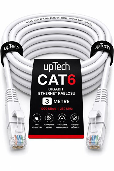 upTech Cat6 Ethernet Cable 3 Meters Rj45 Lan Internet Modem Router Computer C...