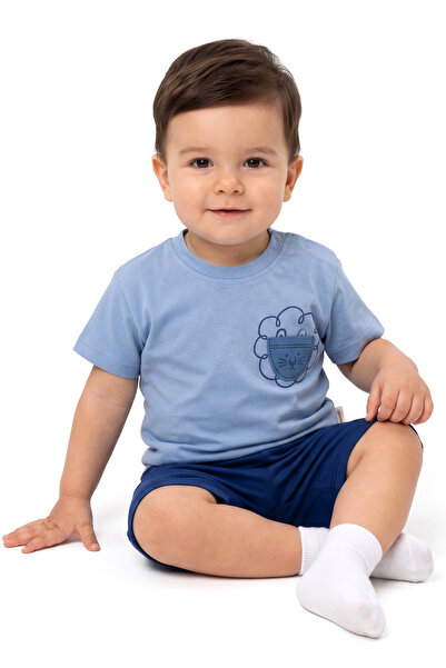 bebegen Baby Boy Blue Navy Lion Printed Muslin 2-Piece Set