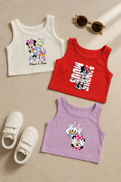 MYADA Tarz Baskılı Kız Çocuk 3'lü Crop Set 24205 24207 24202