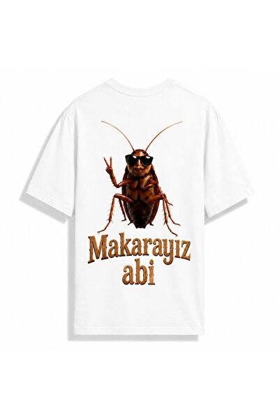 Violon White Makarayız Abi Design Printed Oversize T-Shirt