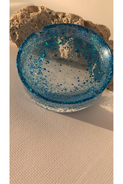 MISS GOLDEN Transparent Colored Blue Glitter and Shimmer Decorated Round Shap...