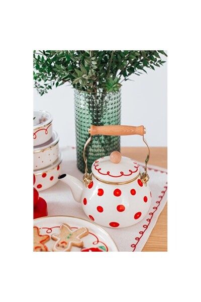Empressco Vintage Emaye Çaydanlık Seti, 2L, Ocak ve Soba Kullanımı İçin