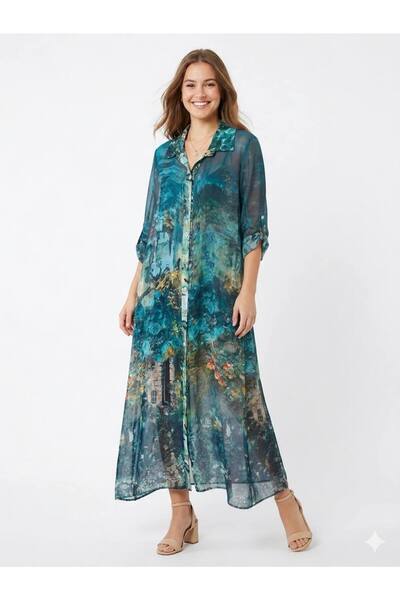 Cb Made In Italy Fortuna Moda İtalyan İpek Detaylı Midi/Maxi Elbise – Zarif v...