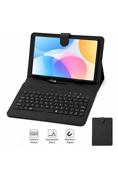 HÜCO BAZAAR Kablolu Klavyeli Tablet Kılıfı 9,3-10,7 İnch İnç Arası Mikro USB ...