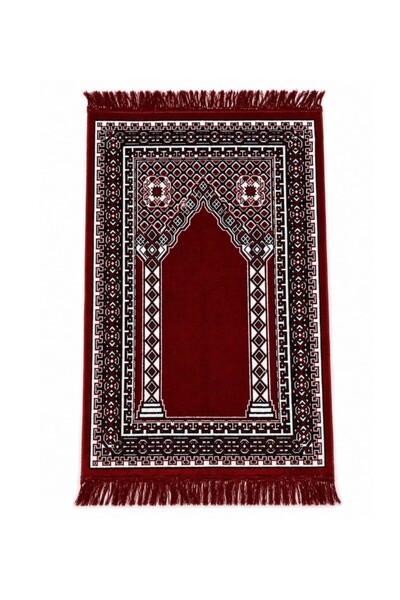 esdekor سجادة صلاة بلون أحمر داكن مقاس 67×110 سم