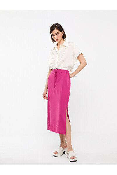 LC Waikiki Özmarka New Season Women's Straight Viscose Skirt with Tie Waist