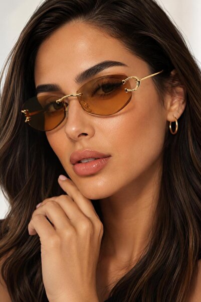 ModaLucci Vintage Stil İnce Saplı Oval Güneş Gözlüğü