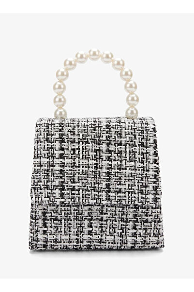 VİNY Women's Elegant Tweed Handbag with Pearl Handle & Chain Strap | Fashion ...
