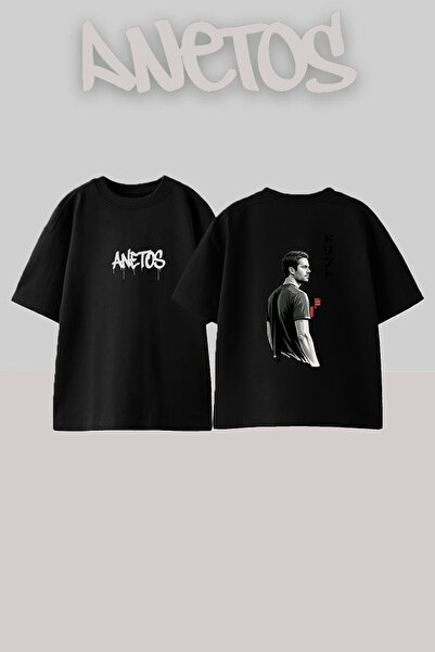 Anetos Μαύρο μπλουζάκι Paul Walker Drift Design με στάμπα Unisex Oversize Fit