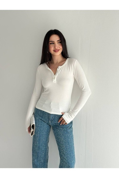 Jöns Butik Women's Button Detailed Long Sleeve Fit Blouse