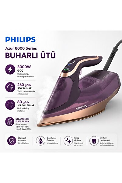 Philips Azur 8000 Serı 3000w Buhar Utu Kireç Önleme