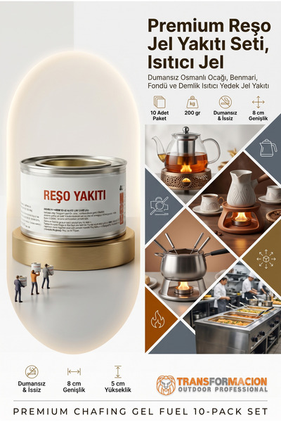 Transformacion Reşo Jel Yakıtı 10'LU Set - 2000 gr Dumansız Osmanlı Ocağı, Be...