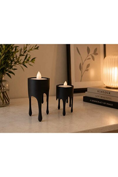 Moda mumluk Eriyen 2li Dekoratif Pilli Led Mumluk