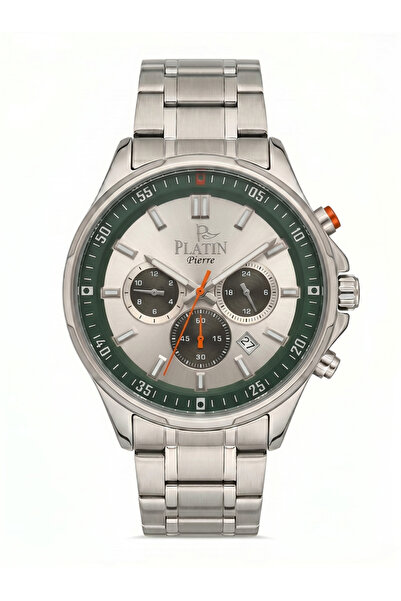Platin Pierre ساعة يد رجالية من HDS-1274GA-A1 بسوار فولاذي ووظائف متعددة
