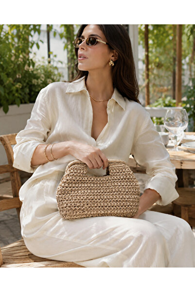 ZİVORA Women's Knitted Handbag Natural Textured Summer Straw Look Stylish Dai...